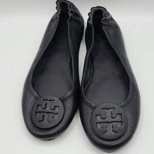 Tory Burch Black Leather Minnie Ballet Flats size 8